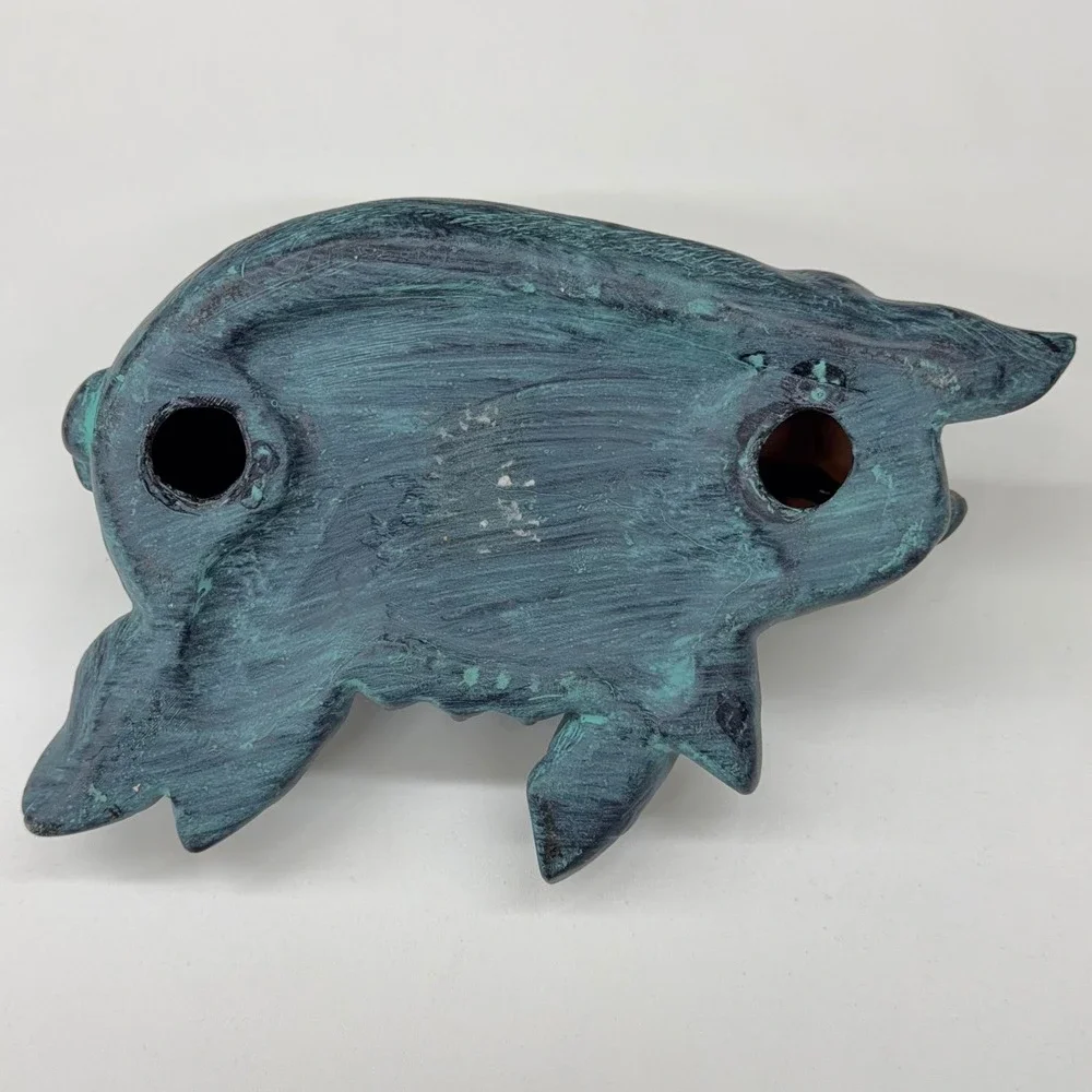 Vintage Style Verdigris Faux Bronze Pig Figurines Set‎ of 2 Farmhouse Decor Teal